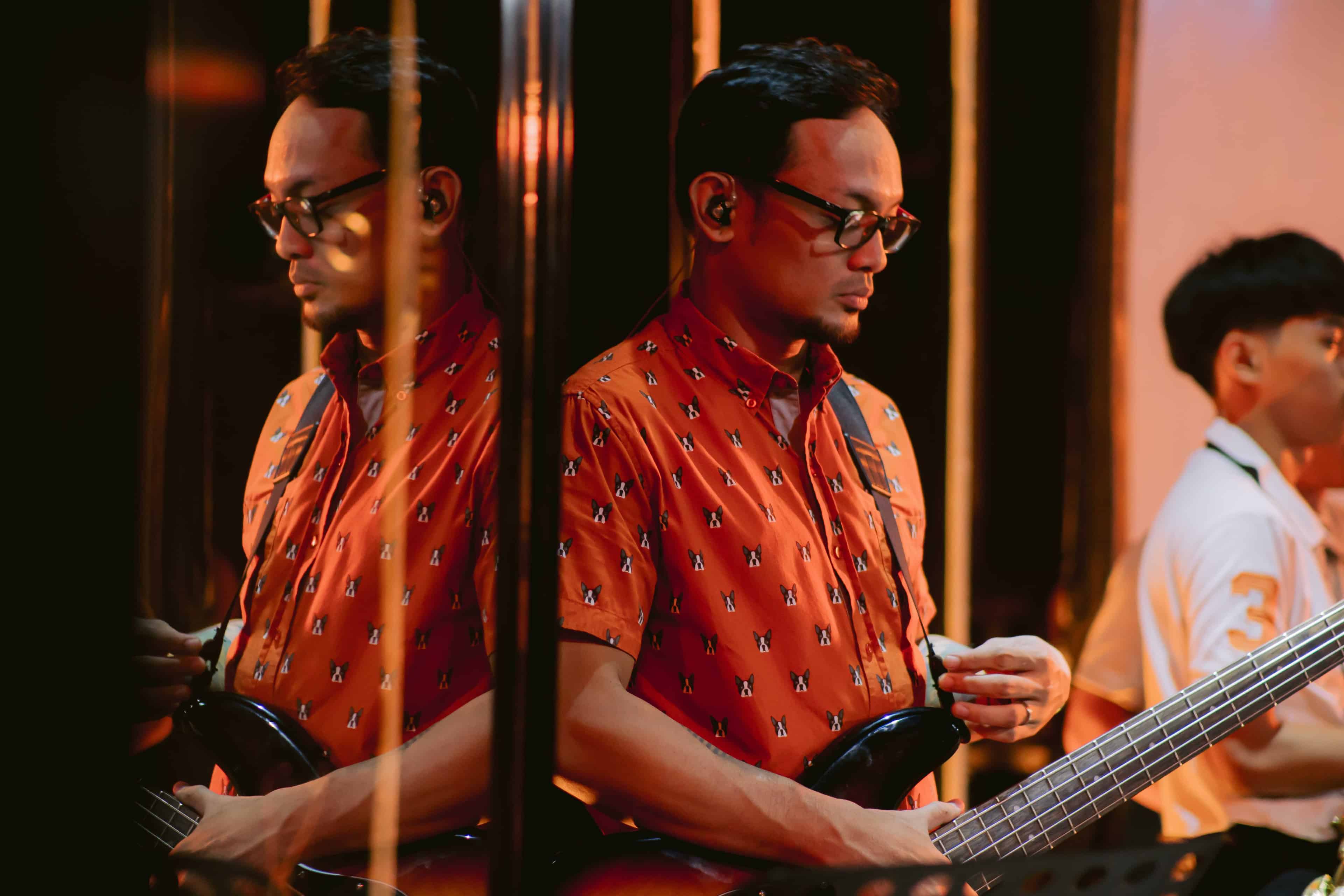 Musician playing bass